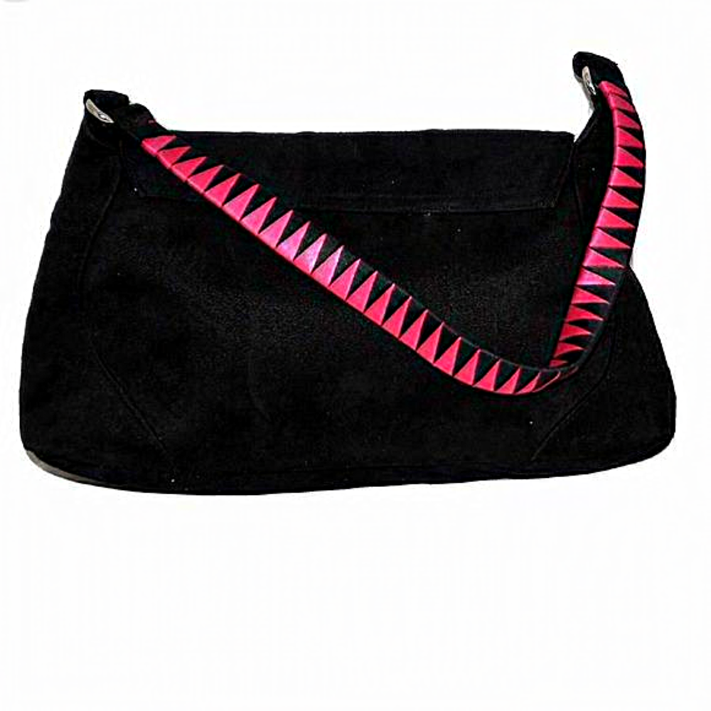 NWT Victoria’s Secret ~ Faux Suede‎ Handbag Shoulder Bag Pink Black Satin Strap